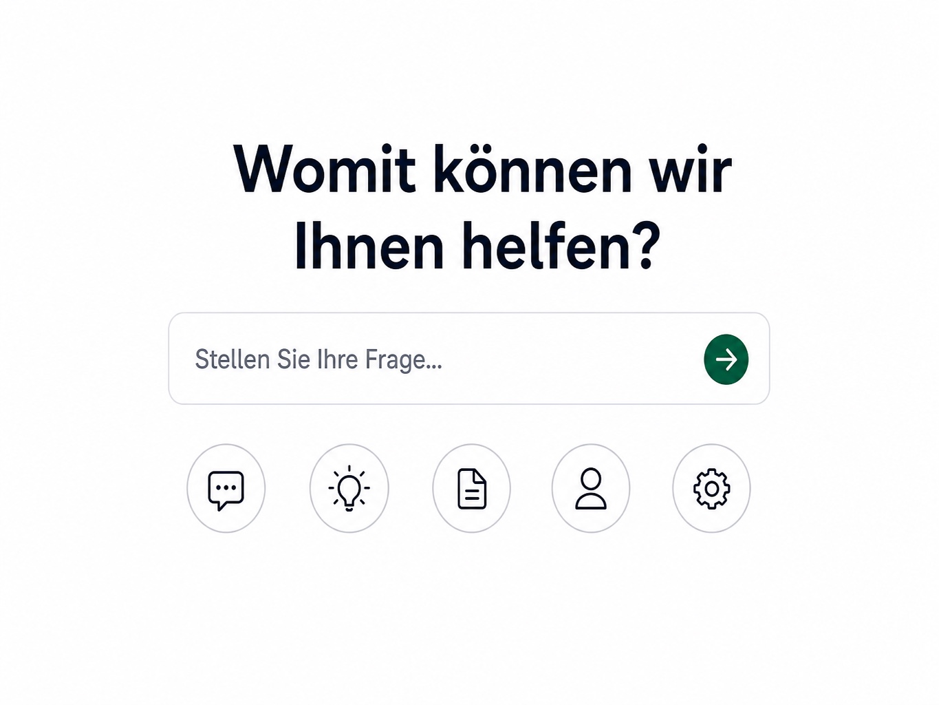 KI-Suchoberfläche mit der Frage: Womit können wir Ihnen helfen?