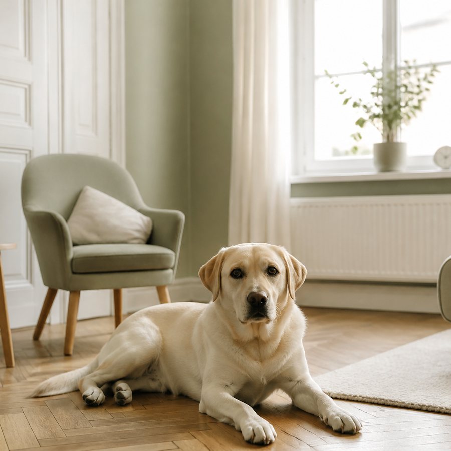 Therapiehündin Maja, eine helle Labrador-Hündin